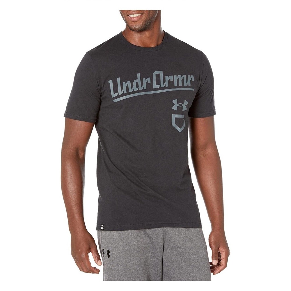 Under Armour Men's Baseball‎ Script T-Shirt, Black/Mod Gray, Size Small NWT